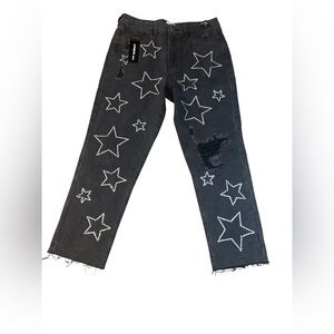 Simply Society Stylish Star-Embellished Black Jeans